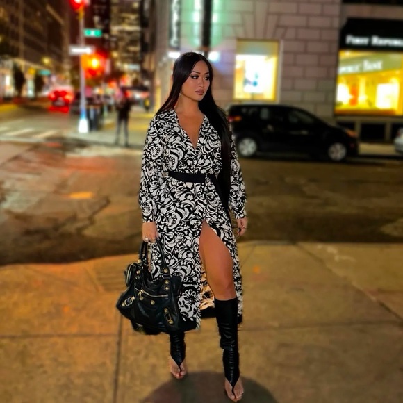 Zara Printed Shirt Dress Size Medium NWT Belted - Picture 3 of 10